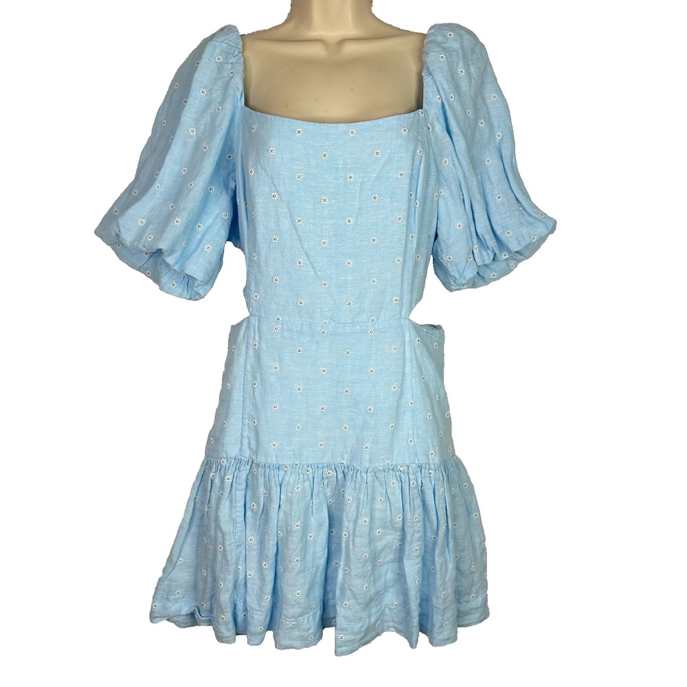 Lilly Pulitzer Kylanne Dress 100% Linen Hydra Blue You Drive Me Daisy Sz 16 NWT